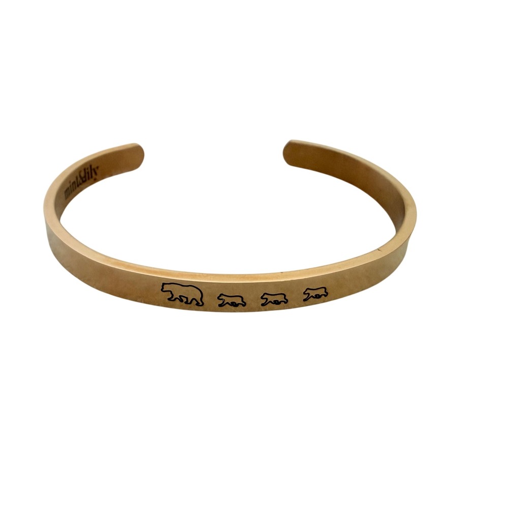 Mint & Lily Cuff Bracelet Womens OS Rose Gold Mama Bear 3 Cubs Arrow Engraved